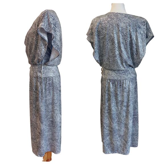 Vintage 70s-80s Silver Sparkle Animal Print Small USA Made - Picture 7 of 15